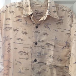 Woolrich men’s short sleeve shirt. Flyfishing.L